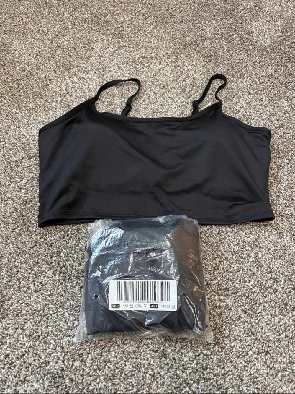 PINK Victoria's Secret Black Crop Bralette with Thin Straps NWT